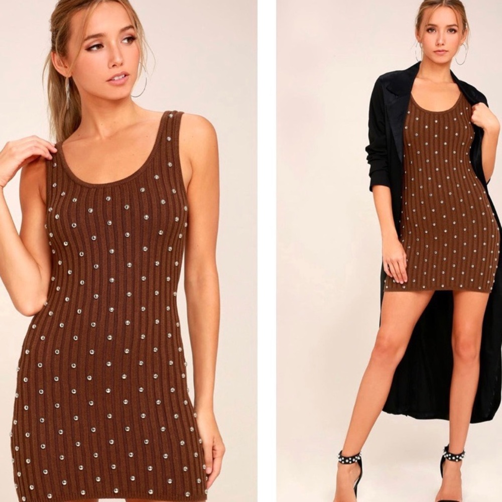 Studded Sleeveless Sweater Dress